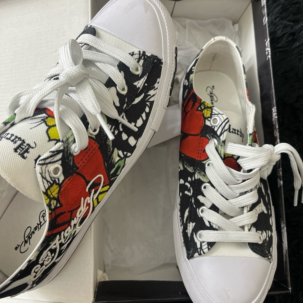 Ed Hardy Monochrome Canvas Sneakers